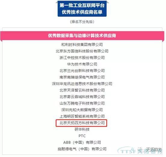 喜訊，天拓四方入選第一批工業(yè)互聯網平臺優(yōu)秀技術供應商